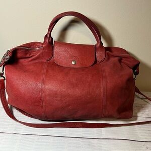 Longchamp Red Leather Shoulder Bag